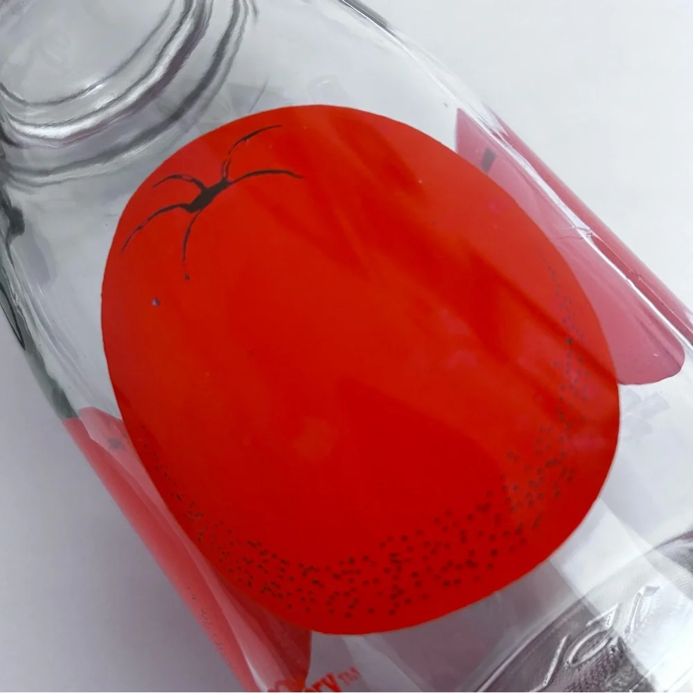 Vintage 60's The Cannery‎ Hinged Glass Jar Container with Orange Design 1.5L